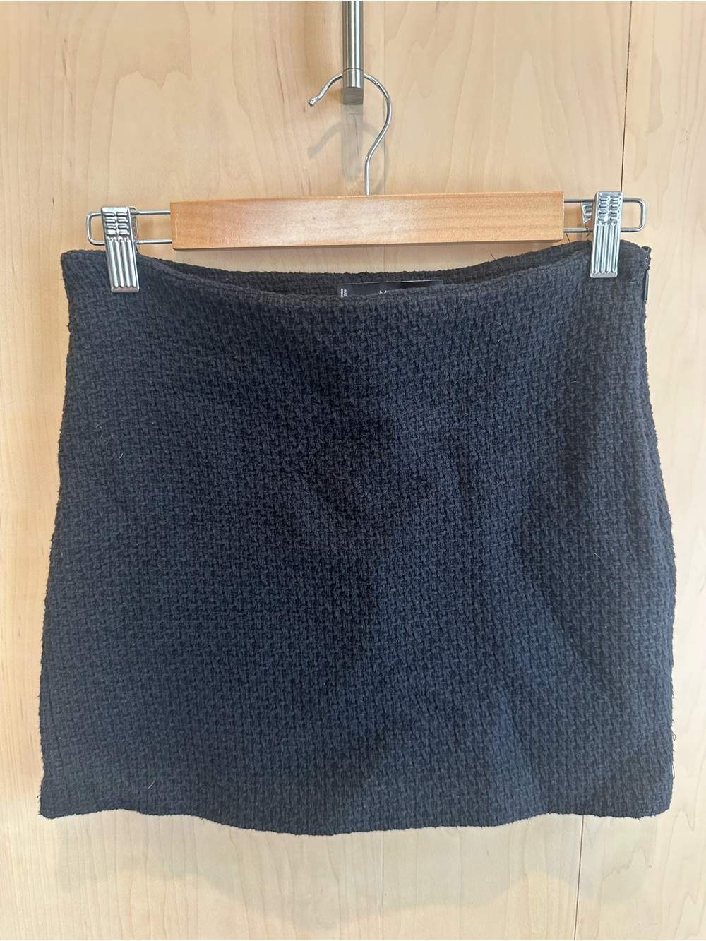 Mango Black Cotton Tweed Mini Skirt